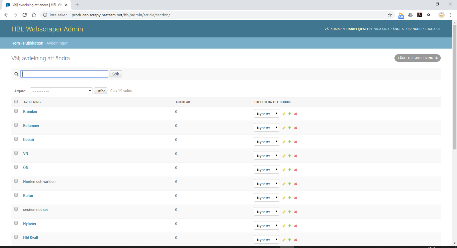 The Pratsam Producer DTBook editor web app - Article sorting edit view