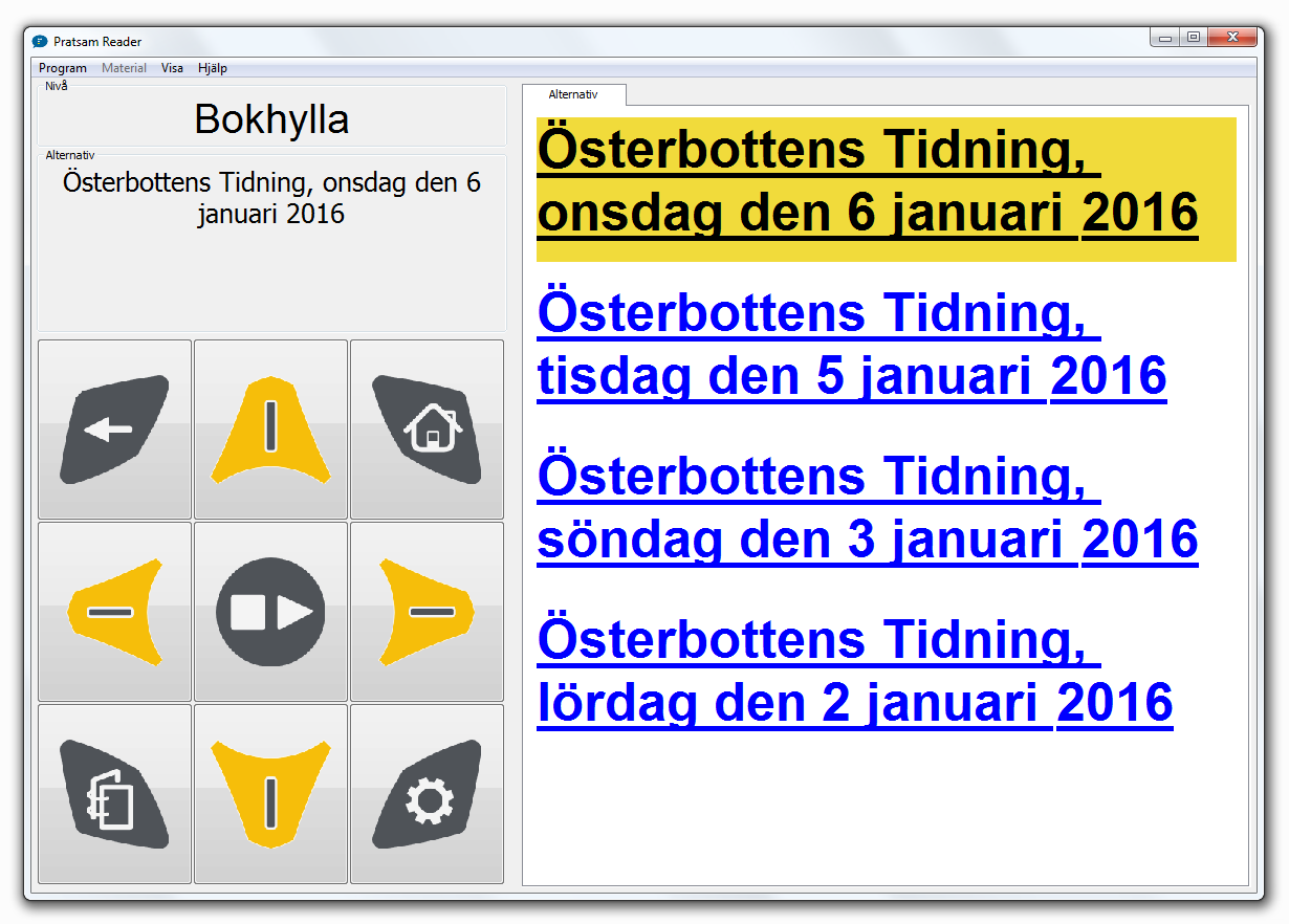 Pratsam Reader Win - Selecting a DAISY book or newspaper
